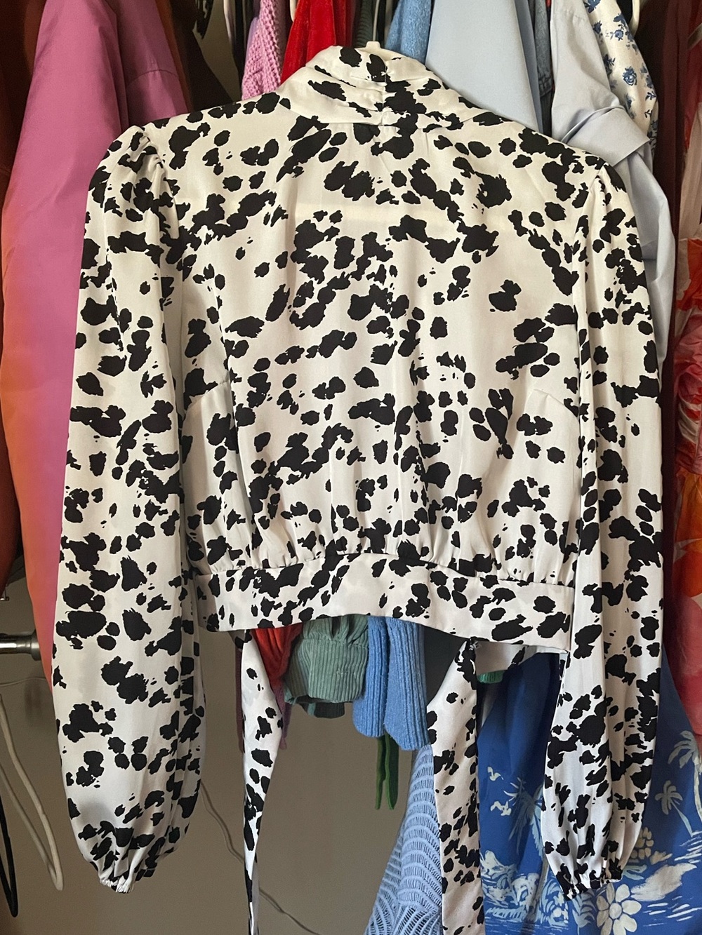 Nasty Gal Black and White Dalmatian Print Cropped Open Back Top